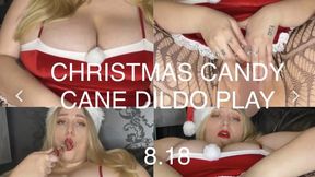 Christmas candy cane dildo play