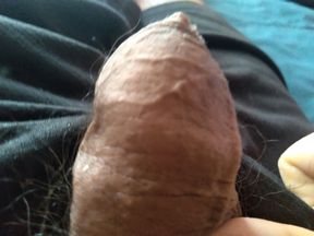Latino man masturbates hard with his erect penis