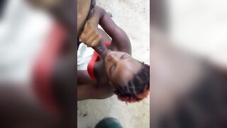 Strolling on the Beach African Thot Worried about getting Caught Gave Sloppy Blowjob