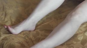 DuBarry footjob for foot fetish slave. POV pussy feet toes close-up cumshot