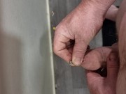 White kiw nz bear inserts a urethra tube in his cock to his bladder and "water" comes out,