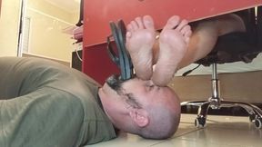 Sucking on flip-flops while I rub my feet in your face