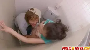 Bathroom Stall Surprise – Hot Doggy Style Creampie & Cum Load