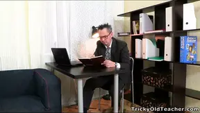 Sexy blonde student sucks cock for better grade