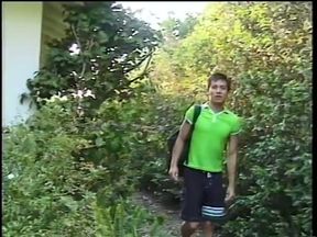Two horny gay studs suck each other's dick in the garden