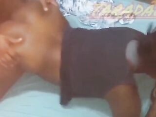 Pounding and cumming in the ebony woman's butt.