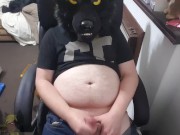 Daddy Jackal wanks his cock at his computer