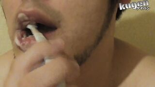 Kugenjp, the stunning Asian babe, gives a mouthful of filthy handjobs and cleans his teeth
