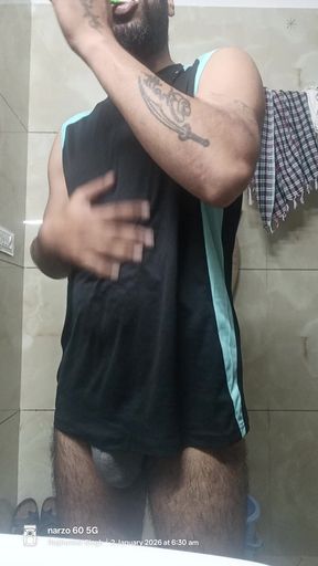 Indian Rajasthani desi man enjoy shower and masterbation show with neighbour police officer uncle daddy pakistani daddy teacher