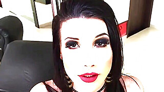 Lingerie TS tugs on her swollen cock