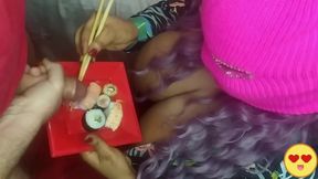 Horny Wife Sucked Our Two Cocks Milking One After the Other and Asked for Our Cum on Her Food.