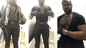 Masked Smoking Muscle Dominant Leather Geared Nippleplay