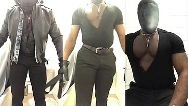 Masked Smoking Muscle Dominant Leather Geared Nippleplay