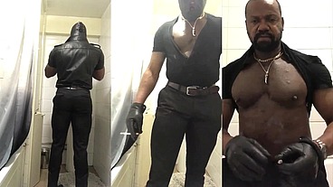 Masked Smoking Muscle Dominant Leather Geared Nippleplay