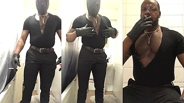Masked Smoking Muscle Dominant Leather Geared Nippleplay