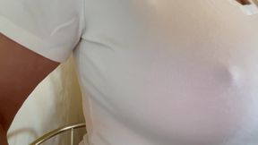 Sexy Tatas In White Tshirt JOI