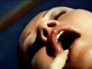 Carnal brunette hair sunbathing, drilled by a hard shlong squirting on her face