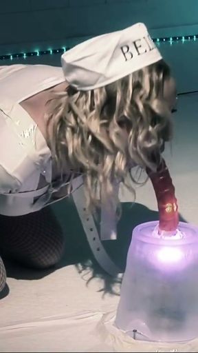 Busty blondie in a straightjacket has hot threesome with two doctors   Clip 1