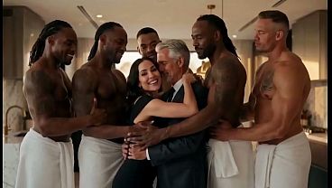 Little hot wife gets shared by five big BBCs in a wild gangbang! She takes