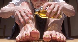 87 Year Old Granny Sensual Foot Oil Massage - Gorgeous Feet & Nails
