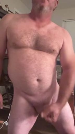 Stocky Daddy Strokes his cock and cums for you