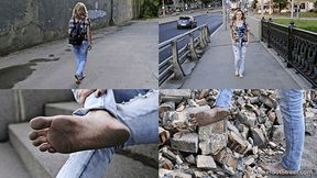 Anna's long extreme barefoot evening walk in the dirty district of the city (Full with 30% discount) #20210926