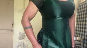 big tits shiny silky satin suit salwar cross dresser indian bhabhi