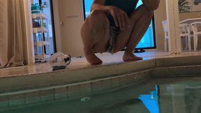 Orgasm in the Pool at Night