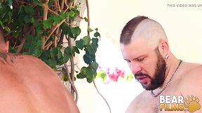 Bears Ale Tedesco and Adam Jones have outdoor sex in the house