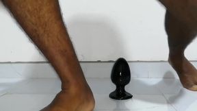 Sri Lankan slave destroyed wearing ladies panties with huge buttplug stuffed deep