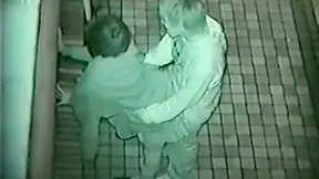 Horny  with short hair gets fucked in the toilet