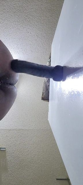 14 Inch Dildo Stretches Me to the Max. It Made Me Piss Cum