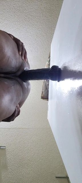 14 Inch Dildo Stretches Me to the Max. It Made Me Piss Cum