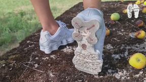 Apples under her Nike Sneakers