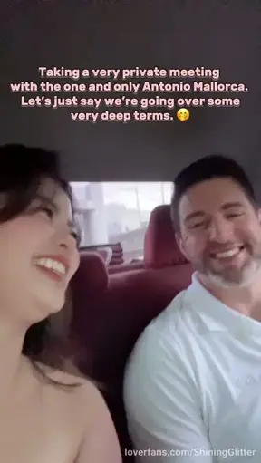Oh my! 🫨 I'm in the backseat with Antonio Mallorca! 🥵 I hope this taxi doesn't turn the corner too quickly 🚕 or I might just slip right out 💦 💦