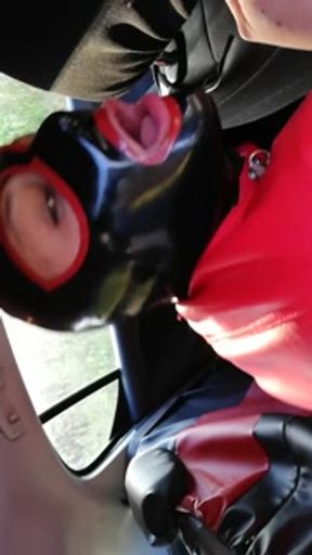 Latex Fucking in car