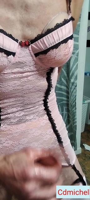 Cdmichelle Wearing White Sexy Lingerie Playing with Cock Until Huge Cum Load