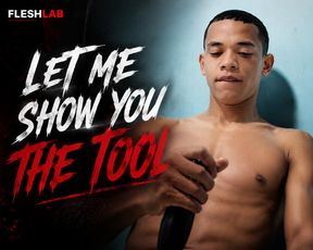 LET ME SHOW YOU THE TOOL: Black Twink Strokes His Thick Cock Alone in Bedroom Until He Unloads
