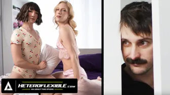 Femboys Troy River & Ezra Mahomes Pillow Fight Turns Threesome with Voyeur Seb Leblan