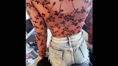 Big ass Asian college girl trips into fuck mode while trying on clothes
