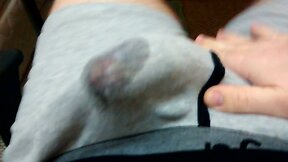 Fapping through underwear, nice cumshot