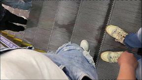 Curvy Venezuelan beauty gives deepthroat blowjob on mall stairs