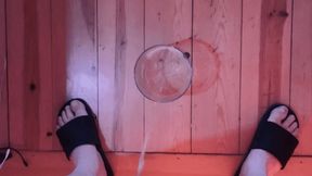 pissing in a glass in front of my naked and hard flatmate