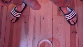 pissing in a glass in front of my naked and hard flatmate