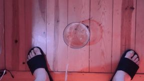 pissing in a glass in front of my naked and hard flatmate