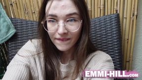 Skinny Bitch with small tits fucks herself on balcony for the neigboors