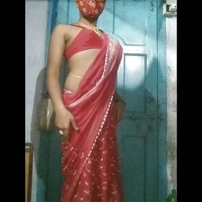 Sissy lily New saree cross dressing