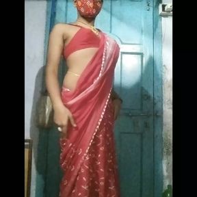 Sissy lily New saree cross dressing