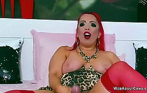 Fat busty shemale wanking big dick on webcam