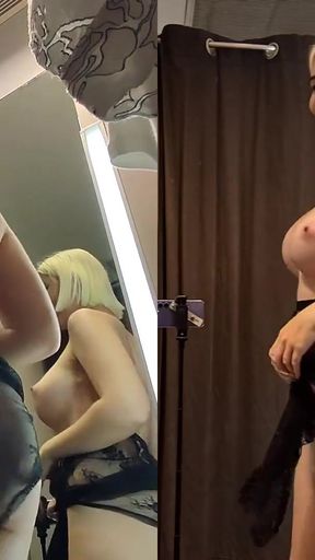 Unforgettable moment from &quot;Try on haul see-through clothes in dressing room. Naked Blonde with Big Tits&quot;